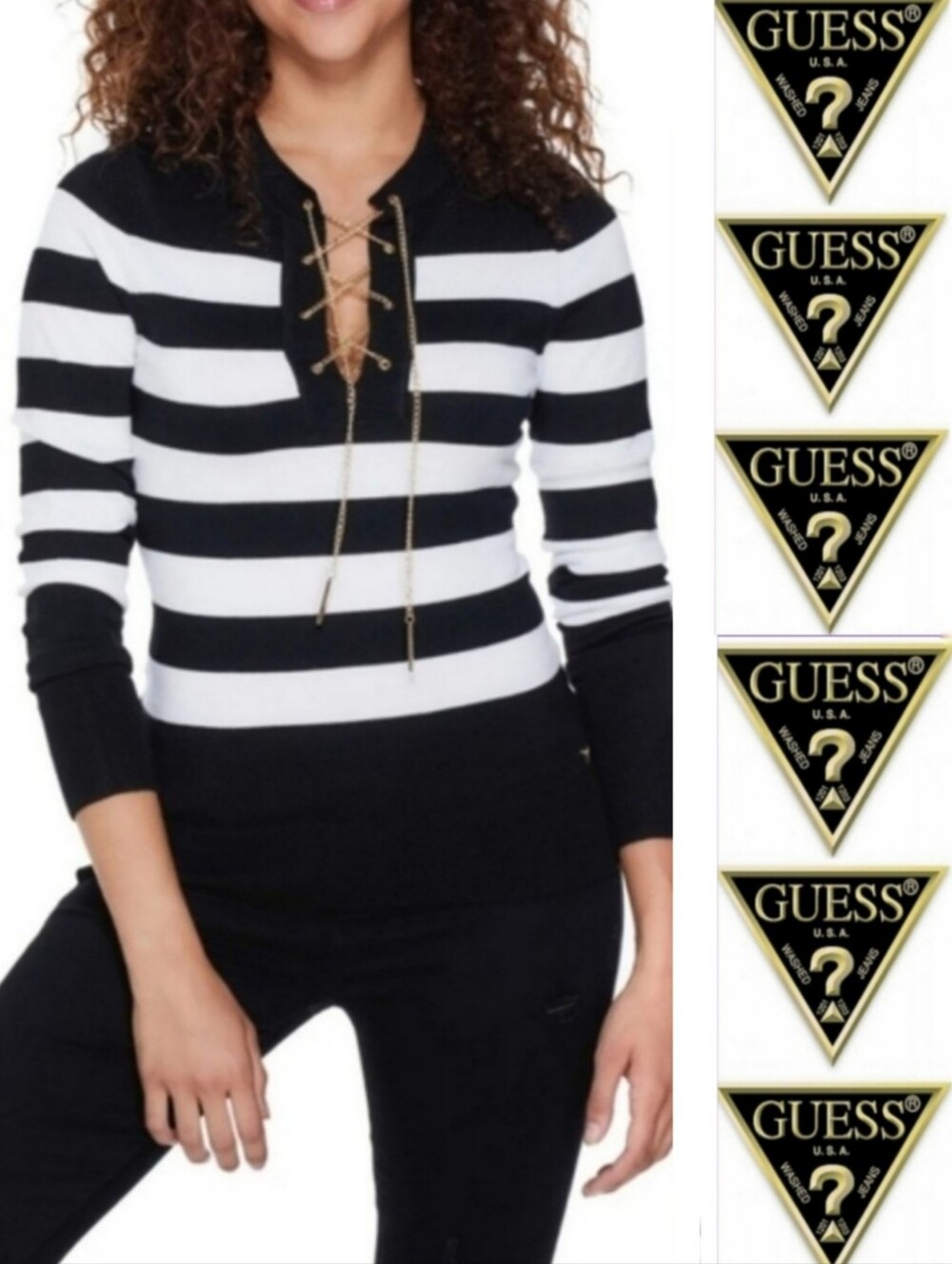 ?Guess? Evelia Chain Lace Up Sweater